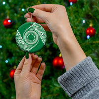 Cook Islands Gospel Day Ceramic Ornament Green Tribal Curves LT05 - Polynesian Pride