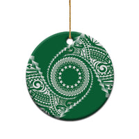 Cook Islands Gospel Day Ceramic Ornament Green Tribal Curves LT05 - Polynesian Pride