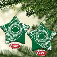 Cook Islands Gospel Day Ceramic Ornament Green Tribal Curves LT05 Star Green - Polynesian Pride
