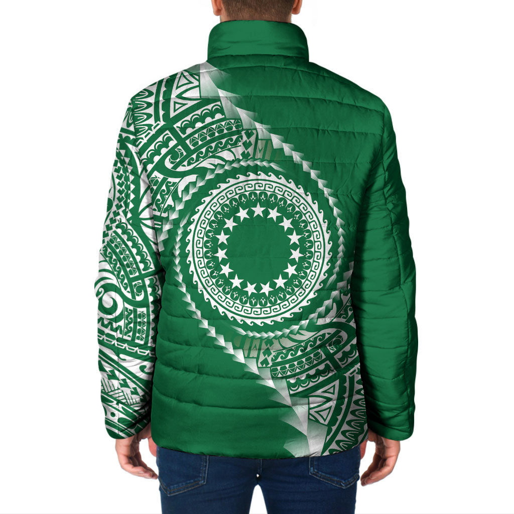 Cook Islands Gospel Day Padded Jacket Green Tribal Curves LT05 - Polynesian Pride