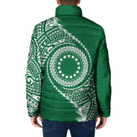 Cook Islands Gospel Day Padded Jacket Green Tribal Curves LT05 - Polynesian Pride