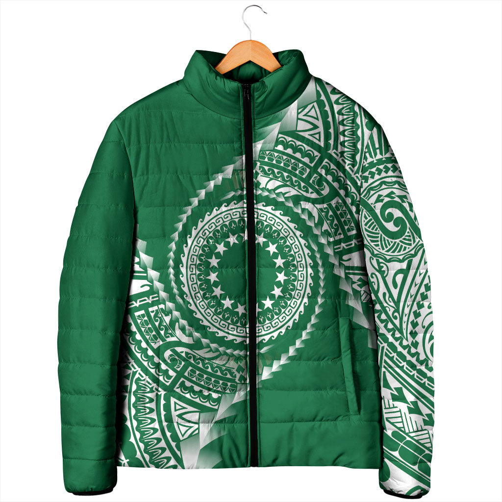 Cook Islands Gospel Day Padded Jacket Green Tribal Curves LT05 - Polynesian Pride