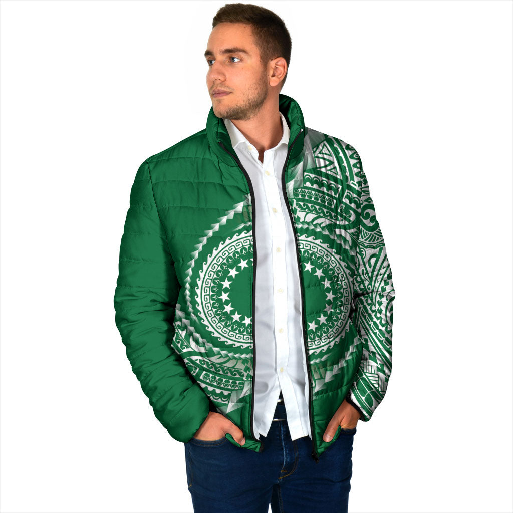 Cook Islands Gospel Day Padded Jacket Green Tribal Curves LT05 - Polynesian Pride