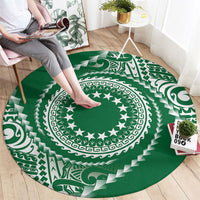 Cook Islands Gospel Day Round Carpet Green Tribal Curves LT05 - Polynesian Pride