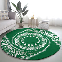 Cook Islands Gospel Day Round Carpet Green Tribal Curves LT05 - Polynesian Pride