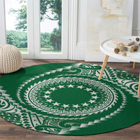 Cook Islands Gospel Day Round Carpet Green Tribal Curves LT05 - Polynesian Pride