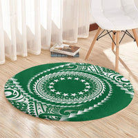 Cook Islands Gospel Day Round Carpet Green Tribal Curves LT05 - Polynesian Pride