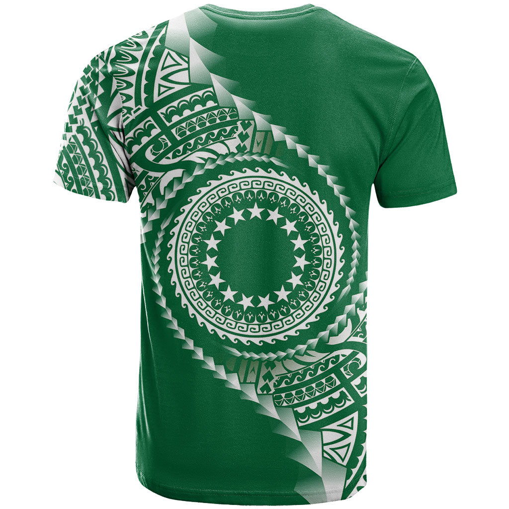 Cook Islands Gospel Day T Shirt Green Tribal Curves LT05 - Polynesian Pride
