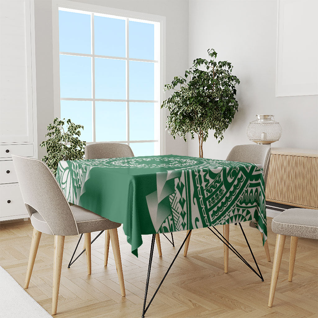 Cook Islands Gospel Day Tablecloth Green Tribal Curves LT05 - Polynesian Pride