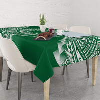 Cook Islands Gospel Day Tablecloth Green Tribal Curves LT05 - Polynesian Pride