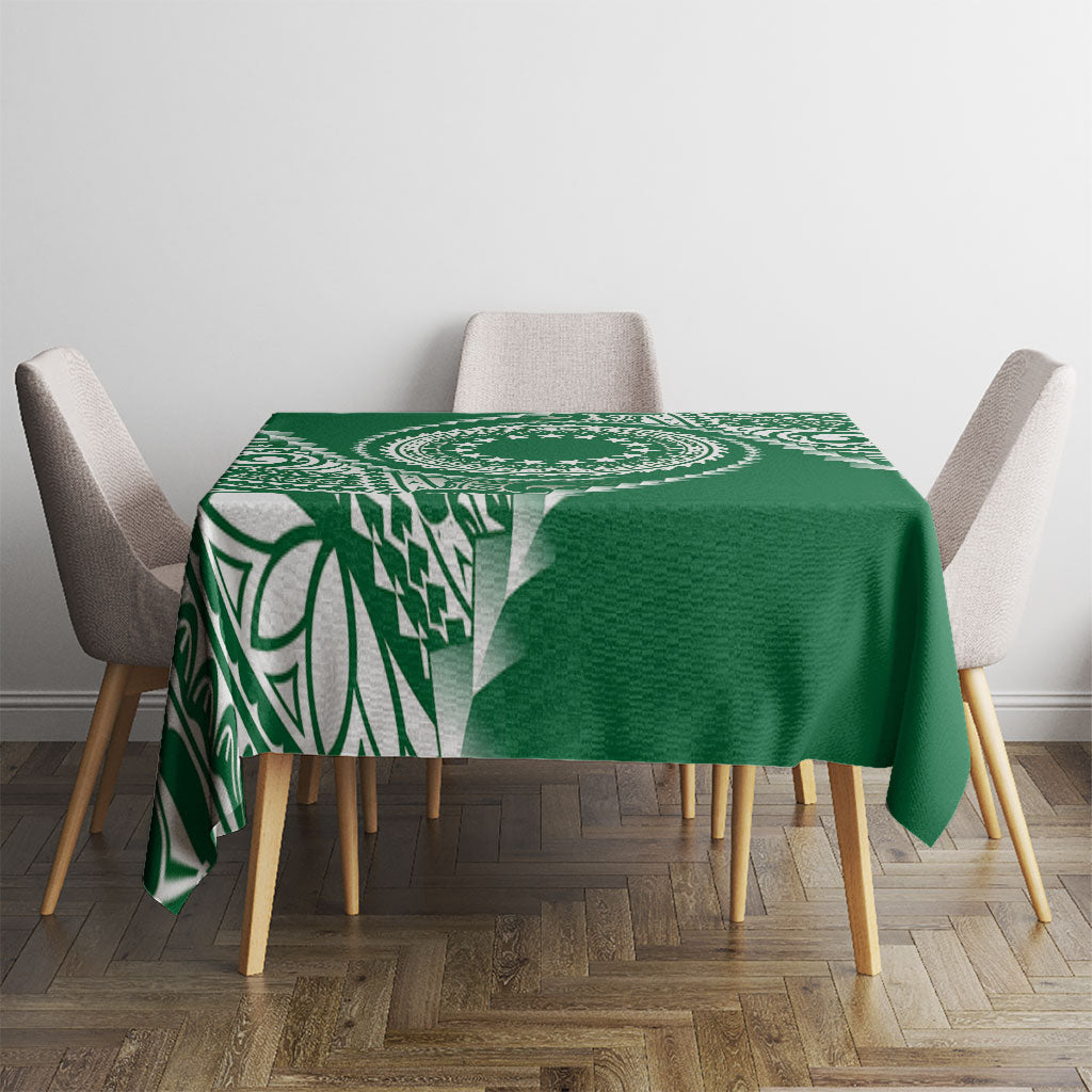 Cook Islands Gospel Day Tablecloth Green Tribal Curves LT05 - Polynesian Pride