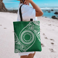 Cook Islands Gospel Day Tote Bag Green Tribal Curves LT05 - Polynesian Pride