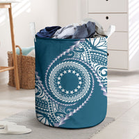 Cook Islands Gospel Day Laundry Basket Blue Tribal Curves LT05 Blue - Polynesian Pride