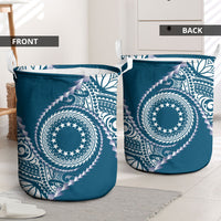 Cook Islands Gospel Day Laundry Basket Blue Tribal Curves LT05 - Polynesian Pride