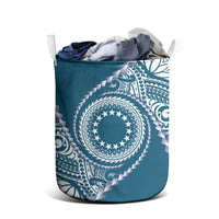 Cook Islands Gospel Day Laundry Basket Blue Tribal Curves LT05 - Polynesian Pride