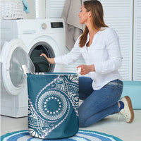 Cook Islands Gospel Day Laundry Basket Blue Tribal Curves LT05 - Polynesian Pride