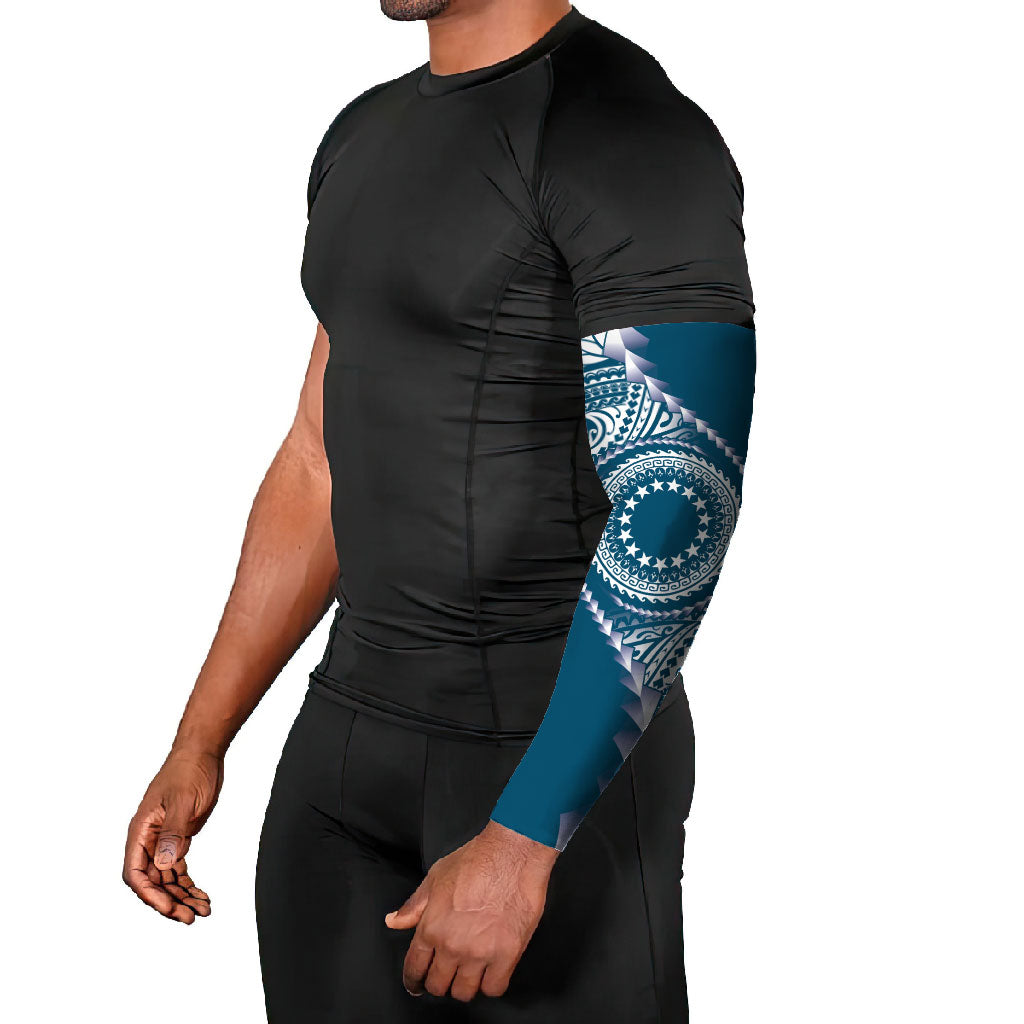 Cook Islands Gospel Day Arm Sleeves Blue Tribal Curves LT05 - Polynesian Pride