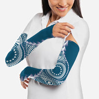 Cook Islands Gospel Day Arm Sleeves Blue Tribal Curves LT05 - Polynesian Pride