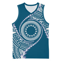 Cook Islands Gospel Day Basketball Jersey Blue Tribal Curves LT05 Unisex Blue - Polynesian Pride