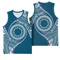 Cook Islands Gospel Day Basketball Jersey Blue Tribal Curves LT05 - Polynesian Pride
