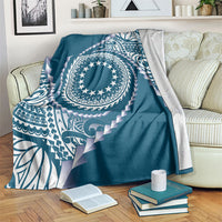 Cook Islands Gospel Day Blanket Blue Tribal Curves LT05 Blue - Polynesian Pride