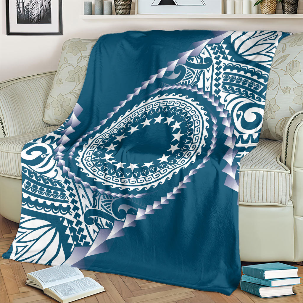 Cook Islands Gospel Day Blanket Blue Tribal Curves LT05 - Polynesian Pride