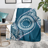 Cook Islands Gospel Day Blanket Blue Tribal Curves LT05 - Polynesian Pride