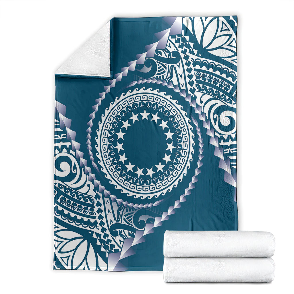 Cook Islands Gospel Day Blanket Blue Tribal Curves LT05 - Polynesian Pride