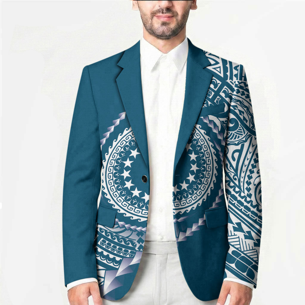 Cook Islands Gospel Day Blazer Blue Tribal Curves LT05 - Polynesian Pride