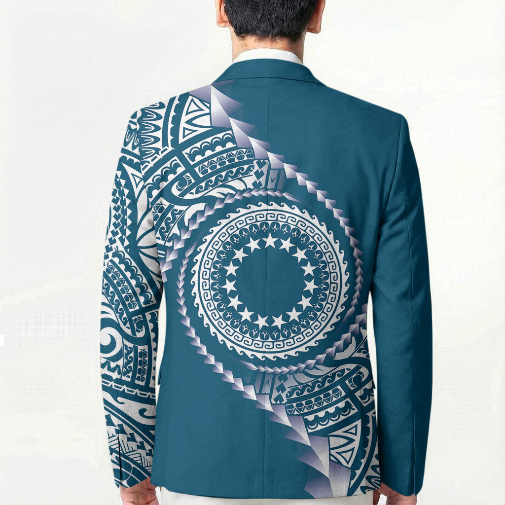 Cook Islands Gospel Day Blazer Blue Tribal Curves LT05 - Polynesian Pride