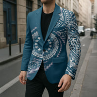 Cook Islands Gospel Day Blazer Blue Tribal Curves LT05 - Polynesian Pride
