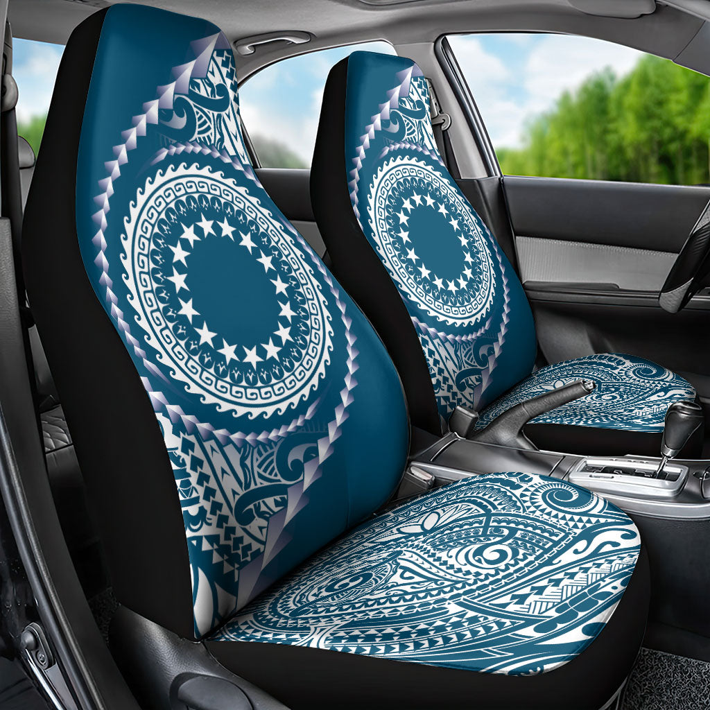 Cook Islands Gospel Day Car Seat Cover Blue Tribal Curves LT05 - Polynesian Pride