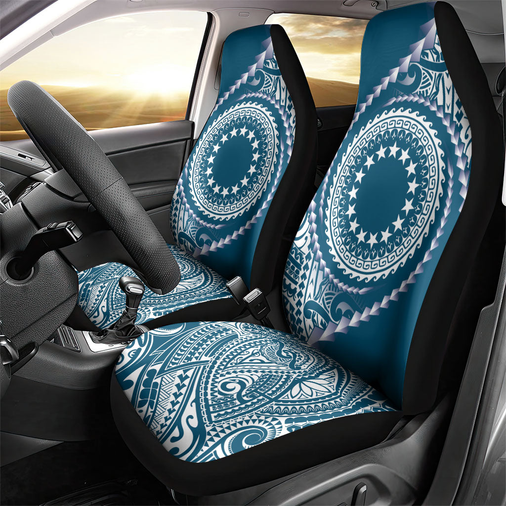 Cook Islands Gospel Day Car Seat Cover Blue Tribal Curves LT05 - Polynesian Pride