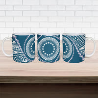 Cook Islands Gospel Day Ceramic Mug Blue Tribal Curves LT05 - Polynesian Pride