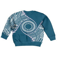Cook Islands Gospel Day Kid Ugly Christmas Sweater Blue Tribal Curves LT05 - Polynesian Pride