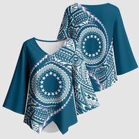 Cook Islands Gospel Day Kimono Sleeve Blouse Blue Tribal Curves LT05 - Polynesian Pride