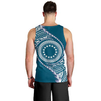 Cook Islands Gospel Day Men Tank Top Blue Tribal Curves LT05 - Polynesian Pride