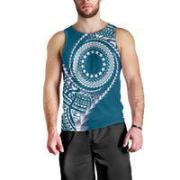 Cook Islands Gospel Day Men Tank Top Blue Tribal Curves LT05 - Polynesian Pride