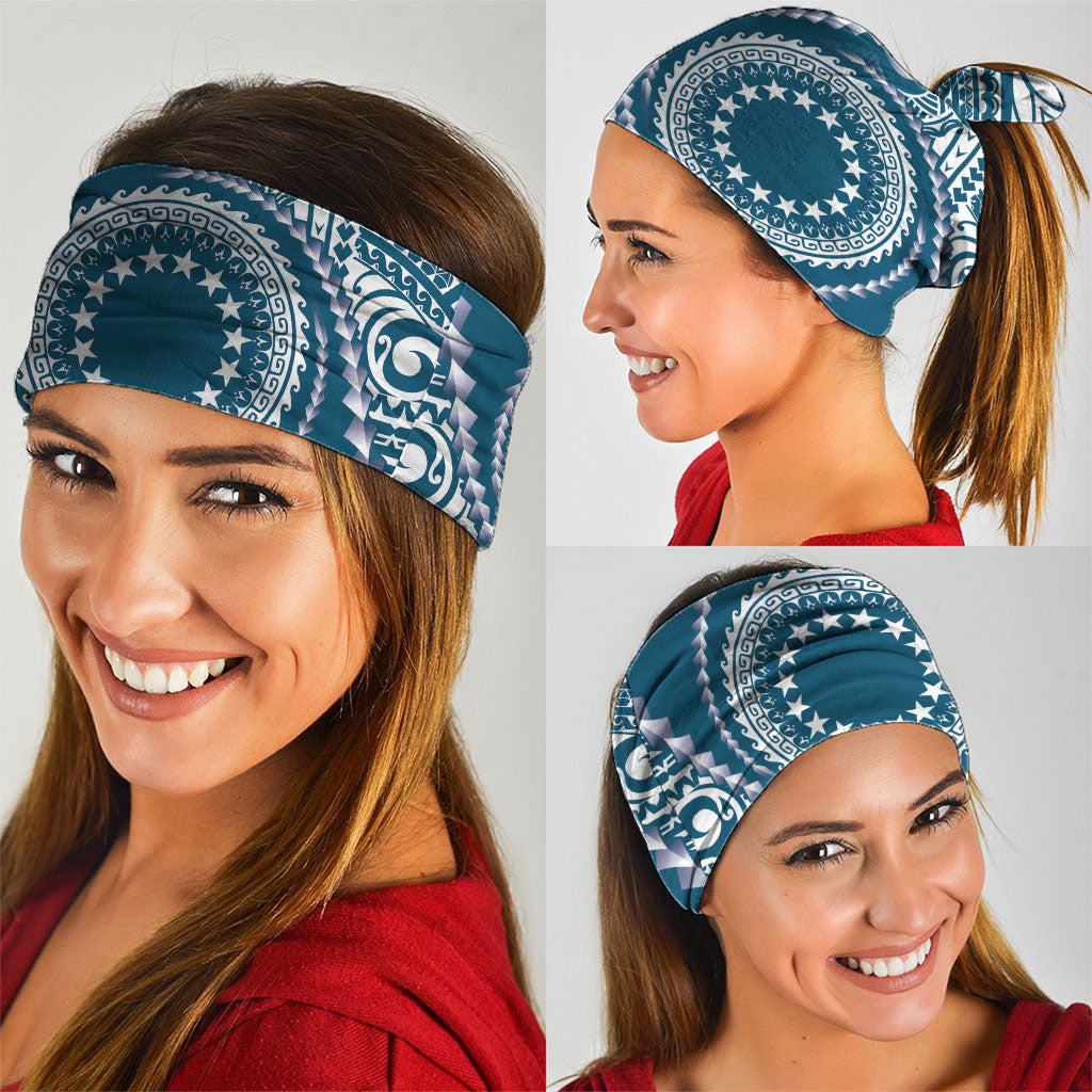 Cook Islands Gospel Day Neck Gaiter Blue Tribal Curves LT05 - Polynesian Pride