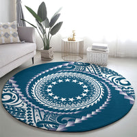 Cook Islands Gospel Day Round Carpet Blue Tribal Curves LT05 - Polynesian Pride