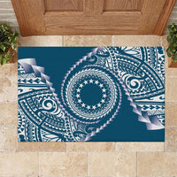 Cook Islands Gospel Day Rubber Doormat Blue Tribal Curves LT05 Blue - Polynesian Pride
