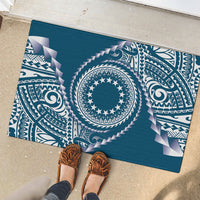 Cook Islands Gospel Day Rubber Doormat Blue Tribal Curves LT05 - Polynesian Pride