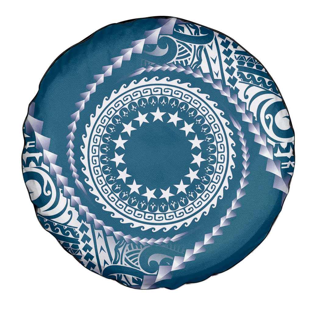 Cook Islands Gospel Day Spare Tire Cover Blue Tribal Curves LT05 - Polynesian Pride