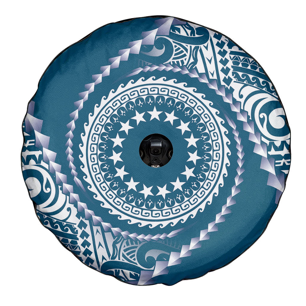 Cook Islands Gospel Day Spare Tire Cover Blue Tribal Curves LT05 - Polynesian Pride