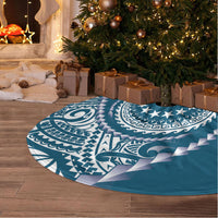 Cook Islands Gospel Day Tree Skirt Blue Tribal Curves LT05 - Polynesian Pride