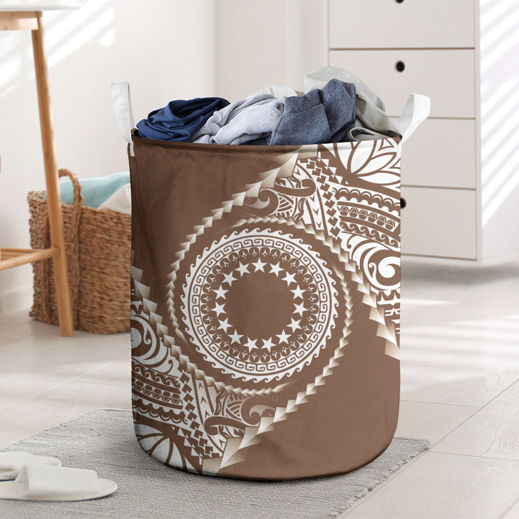 Cook Islands Gospel Day Laundry Basket Brown Tribal Curves LT05 Brown - Polynesian Pride