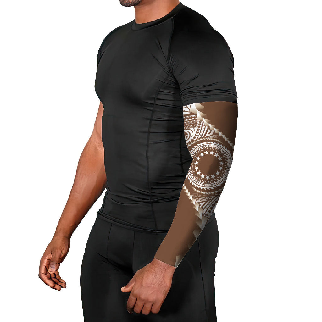 Cook Islands Gospel Day Arm Sleeves Brown Tribal Curves LT05 - Polynesian Pride