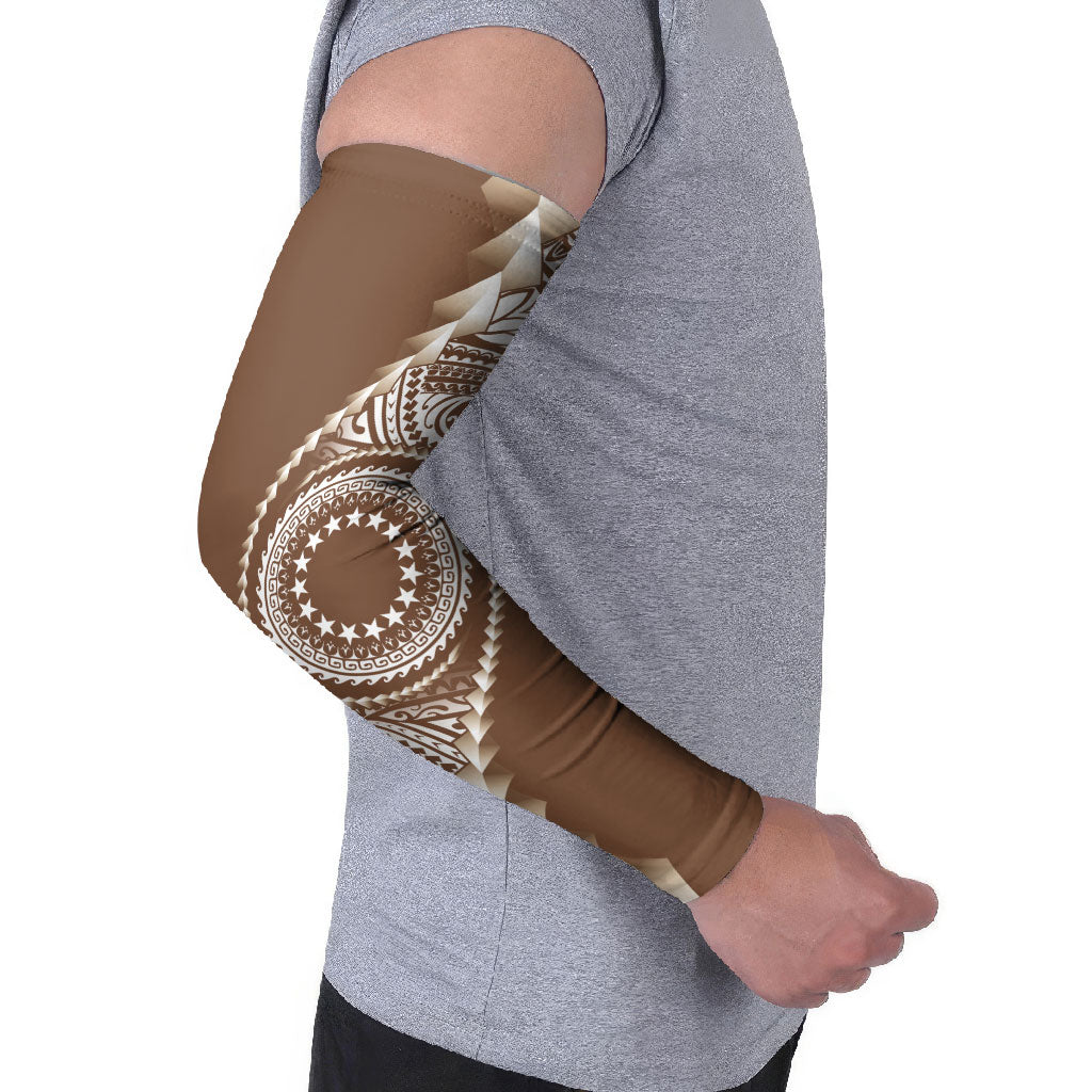 Cook Islands Gospel Day Arm Sleeves Brown Tribal Curves LT05 - Polynesian Pride