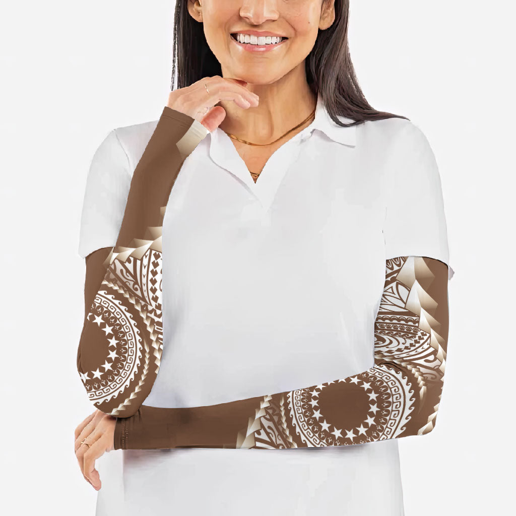 Cook Islands Gospel Day Arm Sleeves Brown Tribal Curves LT05 - Polynesian Pride