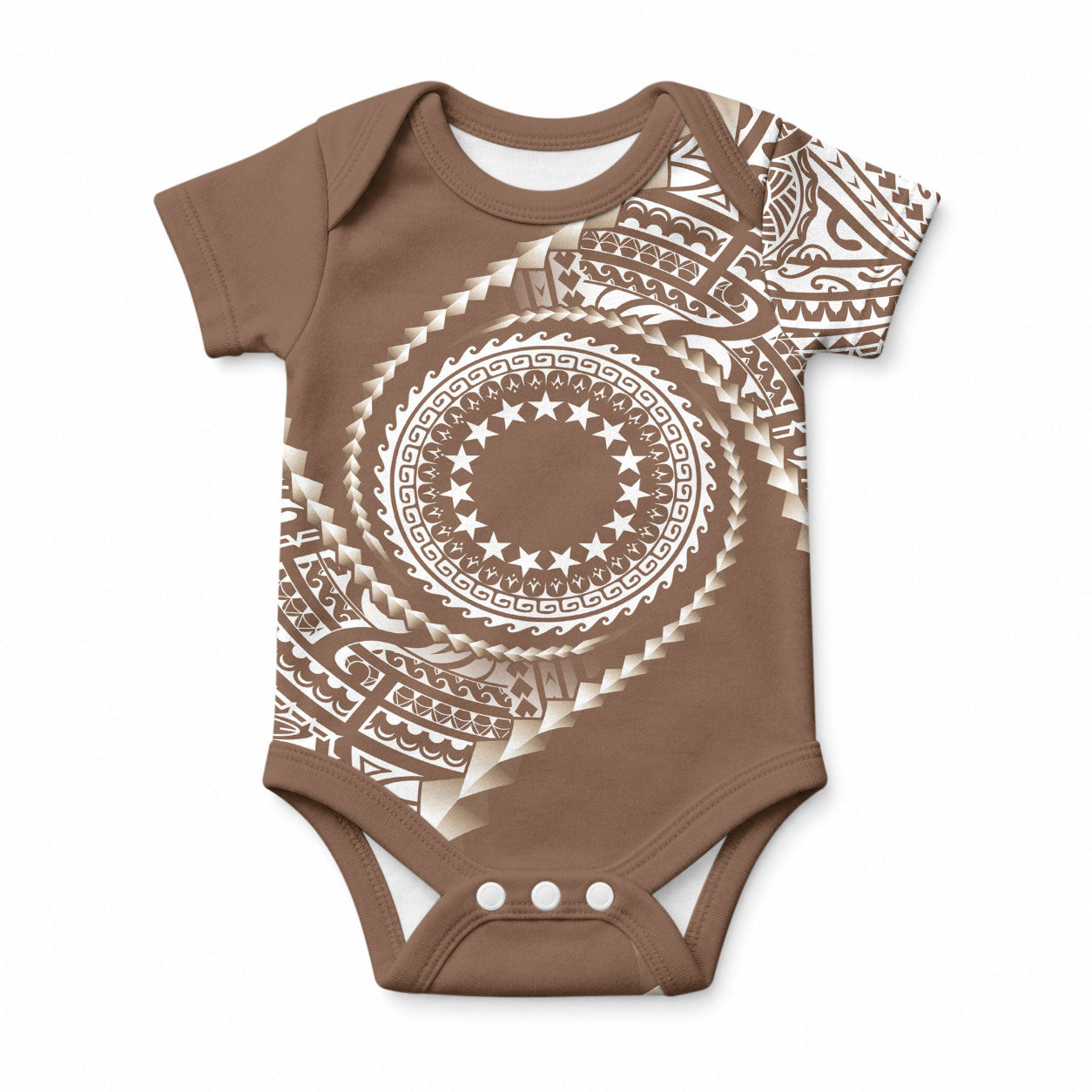 Cook Islands Gospel Day Baby Onesie Brown Tribal Curves LT05 Brown - Polynesian Pride